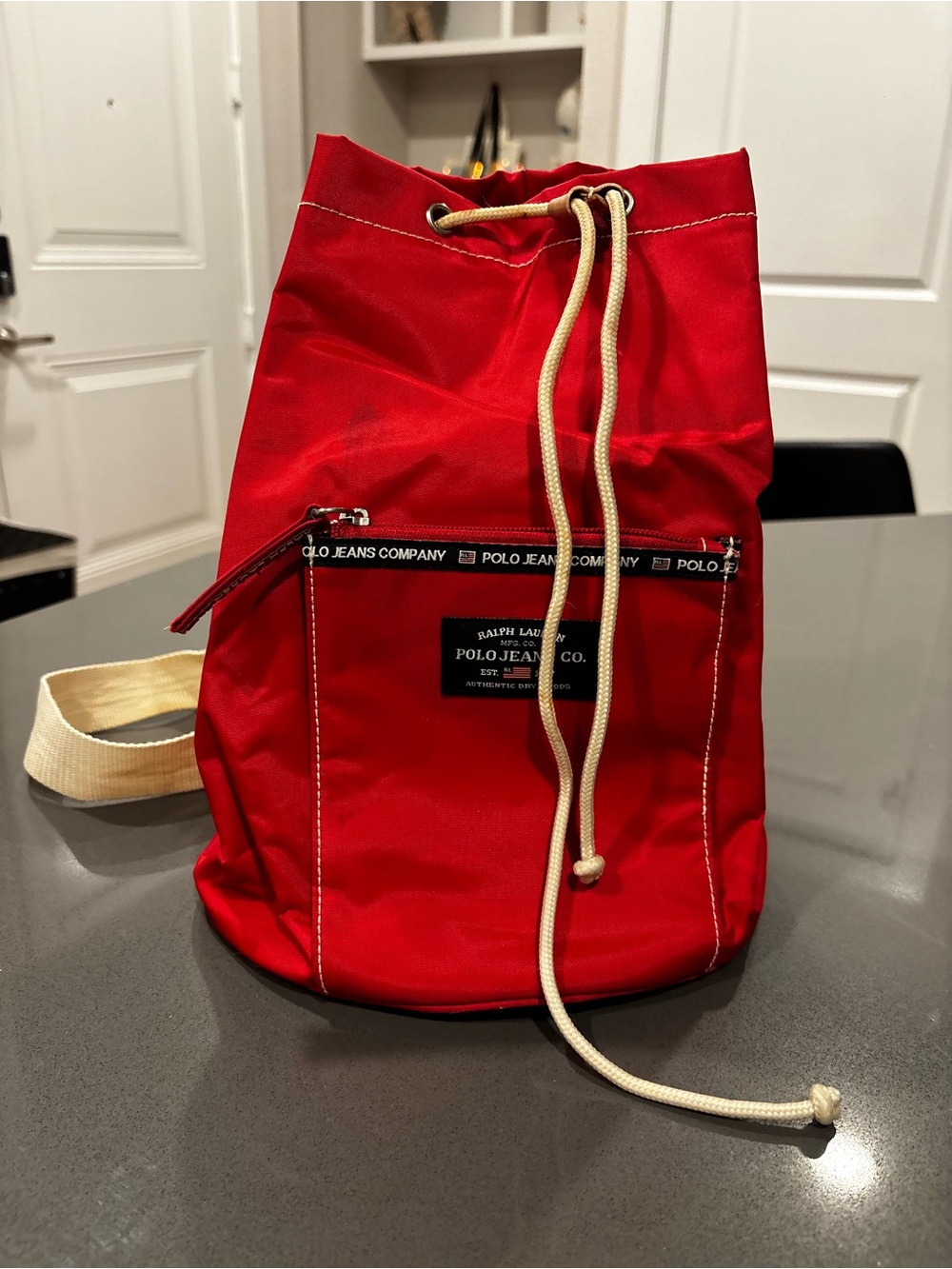 Ralph Lauren Polo Sport Baby Blue Drawstring Bucket Bag Y2K 90's Vntg